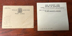 GB - Field Service Postcard + Mint War Economy Re-use Label. - Bild 1 von 4