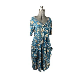VTG Caroline Wells 90’s Short Sleeve Floral Knee Length Dress Women’s 14? - Picture 1 of 9