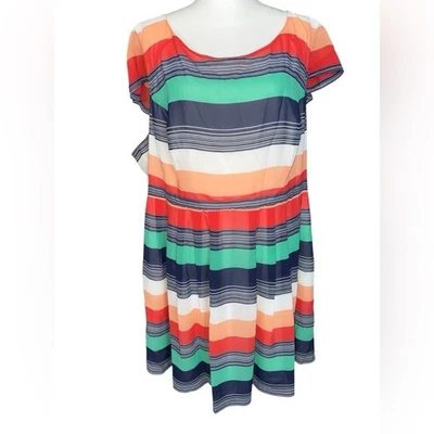 Modcloth Womens Size 3X Cap Sleeve Retro Multicolored Striped Rainbow dress - Image 1 of 4