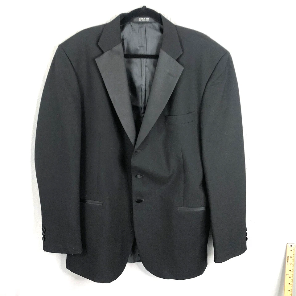 Blazer Vintage Raffinati Para Hombres 44L Negro Satinado Cuello Chaqueta Ocasión Cóctel Foto 1 de 4