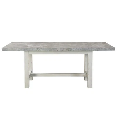 Mesa de comedor Steve Silver Canova de madera blanca envejecida y mármol Foto 1 de 4