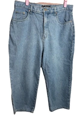 Vintage Halston Capri Womens Blue Denim Cropped Mom Jeans Size 14 Broken In - Image 1 of 4