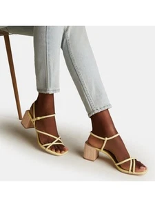 DOLCE VITA Womens Lemon Yellow Strappy Zayla Square Toe Block Heel Sandals 7 - Picture 1 of 3