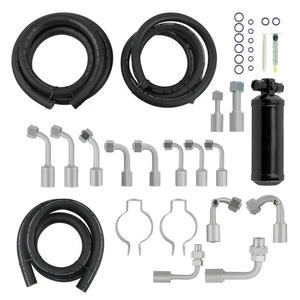 AC System Repair Kit 134A R-Ring Beadlock Fitting 15ft Hose Service Port Set - Picture 1 of 15