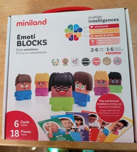 Miniland Emoti Blocks 1st Emotions 18 piezas 6 cartas 2-6 años de antigüedad Nuevo en caja - Imagen 1 de 4