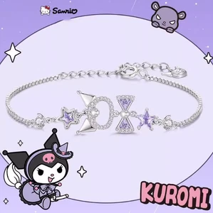 Kuromi 925 Sterling Silver Bracelet Purple Star Bracelet Girls Xmas Gift W/Box - Picture 1 of 16