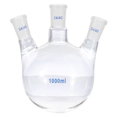 1000ml Boiling Flask, Glass 3 Neck Round Bottom Flask Foto 1 de 4