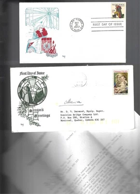 2 Christmas Issue  FDC's; Marq cachets-1977/1982; 1 w/  TEXTRON letter - Image 1 of 3