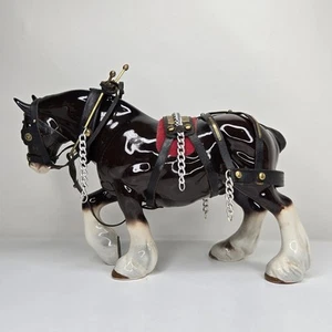 Vintage Melrose Pottery Shire Horse Porcelain Figurine with Leather Saddle - Bild 1 von 15