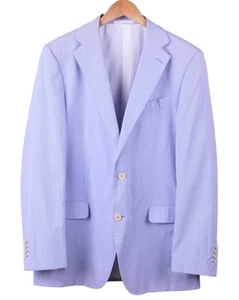 Traje Chaqueta Pantalones Faconnable X CARUSO Azul Algodón Rayas 2 piezas 42 R - Imagen 1 de 13