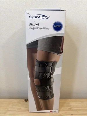 Donjoy Deluxe Hinged Knee Wrap Brace DRYTEX Adult XL Black 81-07588 - Image 1 of 4