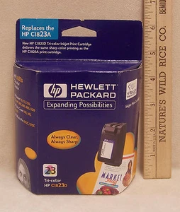 Cartucho de impresora de inyección de tinta tricolor HP Hewlett Packard 23 C1823D septiembre 2000 nuevo en paquete - Imagen 1 de 3