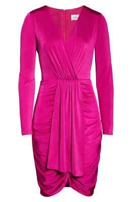 Vestido de Cóctel Eliza J Fruncido Frontal Manga Larga Talla 6 Nuevo con Etiquetas Acanalado Profundo V Strech Foto 1 de 4