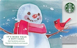 Starbucks Snowman and Cardinal Gift Card Collectible New NV - Pin Covered - Picture 1 of 1