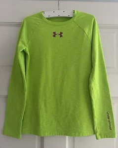 Under Armour Girls Size YMD Coldgear Fitted Neon Green Long Sleeve Base Layer - Picture 1 of 3