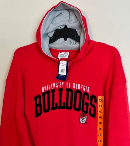 New Georgia Bulldogs Men’s Hoodie UGA Hooded Sweatshirt Red Color by Champion Cover