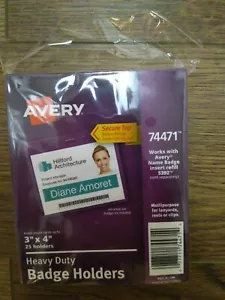 Avery Top Loading Multipurpose Badge Holder - 3" X 4" - Vinyl - 25 / Pack Clear - Picture 1 of 2