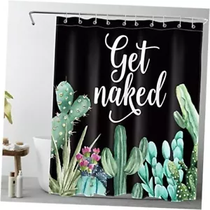 Sage Green Cactus Plant Shower Curtain 60"W x 72"L (Pack of 1) Black - Picture 1 of 8