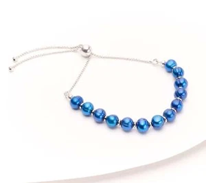 Honora Sterlingsilber Zuchtperlen blau verstellbar Box Kette Armband. - Bild 1 von 1