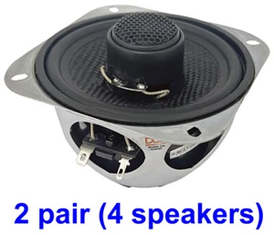 2 pair (4 speakers) 4" SPEAKER 2-WAY CARBON FIBER CONE, ANGLE ADJUSTABLE TWEETER - Picture 1 of 8