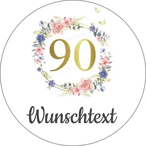 90.Geburtstag Tortenaufleger Party Deko personalisiert Geschenk Name Blume eßbar - Bild 1 von 13