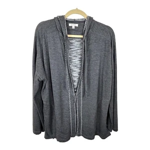 Max Studio Womens Hoodie Sweatshirt Size Large Charcoal Gray Full Zip Pockets - Picture 1 of 19