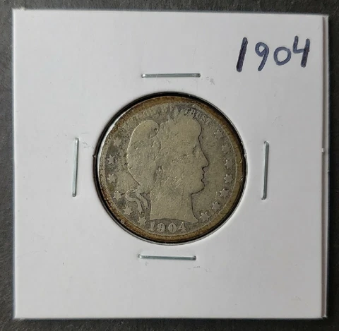 1904 25c Barber Silver Quarter Dollar Cover