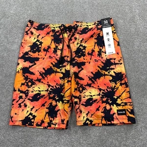 Hurley Cannonball Volley Board Shorts 4 Way Stretch Men's Size 30 Orange Black - Picture 1 of 11