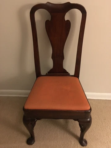 Period Antique Mid-18th Century Queen Anne Yewwood Dining Chair Cover