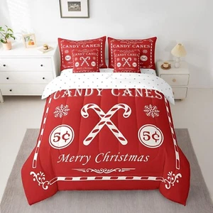 Feelyou Christmas Bedding Set 7 Pieces Kids Christmas Quote Bedding Set Queen... - Picture 1 of 7