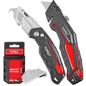 TOPEX Deluxe Folding Utility Knife 2 Piece Lock Back Auto Load Total 58 Blades - Picture 1 of 12