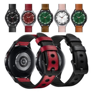 Quick Fit Hybrid Leather w/ Rubber Watch Band Strap For Samsung Galaxy Watch 7 6 - Picture 1 of 42