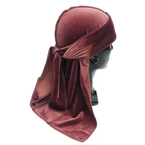 Dusty Pink Velvet Durag Long Tail Kopftuch Turban Head Cap Wave Streetwear - Bild 1 von 11