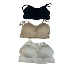 3-Pack Womens Seamless Sports Bras Ribbed Black Tan White Size Medium New - Picture 1 of 7