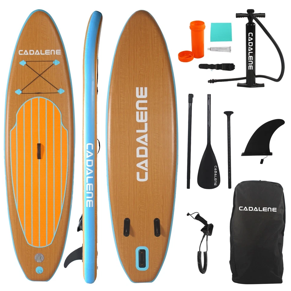 CADALENE 10ft Inflatable Stand Up Paddle Board Large Wide Wooden SUP Paddleboard - Image 1 of 4
