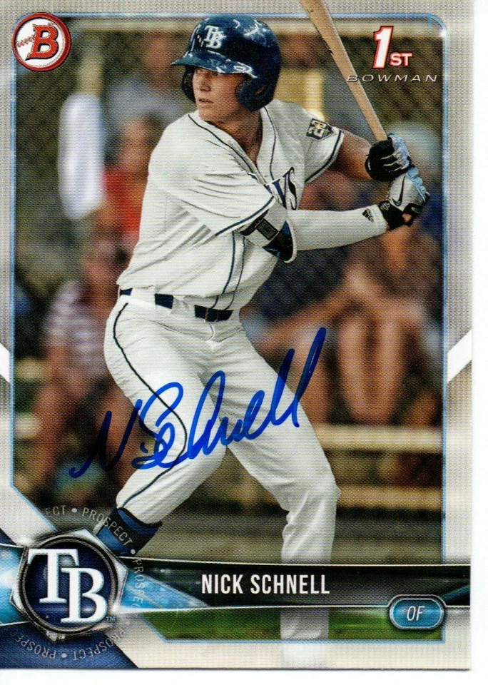 Nick Schnell Tampa Bay Rays 2018 Bowman Draft Rookie Signed Card - Image 1 of 1