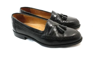 Stafford Tasseled Men's Black Leather Loafers 9.5 M Classic Style - Picture 1 of 11