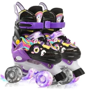 Unicorn Kids Toddler Roller Skates for Girls, Quad Skating Shoes XS(6-9J) Black - Picture 1 of 7