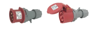 JCE 16 AMP 32 AMP 4 PIN Red 415V 3 Phase Industrial Plugs + Sockets IP44 Rated  - Picture 1 of 9