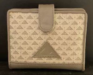 Portafoglio Liz Claiborne vintage 1984 tortora rettangolare porta carte geometrico - Foto 1 di 5