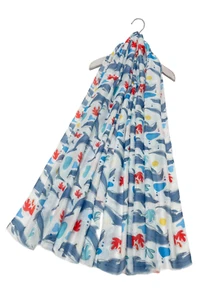 Damen Delfin Sealife Druck ausgefranste Kante Schal Damen Schal Halstuch Schal 7708 - Bild 1 von 2