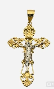Colgante Crucifijo Cruz Oro 14k Brillante Tamaño Mediano - Imagen 1 de 4