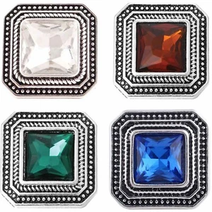Square Snap Jewelry Ginger Charm 18MM Faceted Vintage Interchangeable Button - Picture 1 of 14