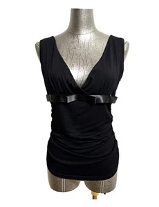 Sharagano Black Tank Top With Front Bow Size Large - Picture 1 of 5