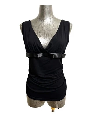 Sharagano Black Tank Top With Front Bow Size Large - Image 1 of 4