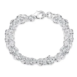 Brazalete de cadena enchapado en plata para mujer damas con broche de langosta Reino Unido - Imagen 1 de 7