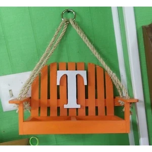 Wooden Hanging Tennessee Volunteers Orange Bird Feeder Bench Swing Handcrafted - Picture 1 of 1