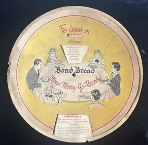 Vintage 1950s Bond Bread Menu Merry-Go-Round Recipes Cardboard Advertising sign - Picture 1 of 11