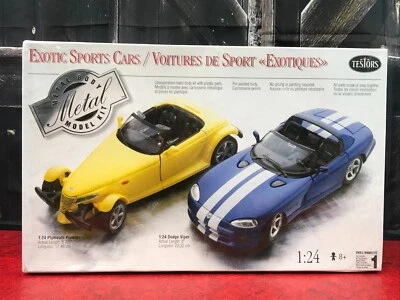 Testors Metal Exotic Sports Cars PLYMOUTH PROWLER / DODGE VIPER SEALED MODEL KIT - Image 1 of 4