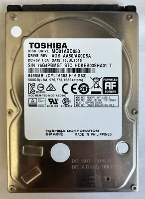 Toshiba Client HDD 500GB,Internal,5400RPM,2.5" (MQ01ABD050) Verified FREE SHIP - Image 1 of 2